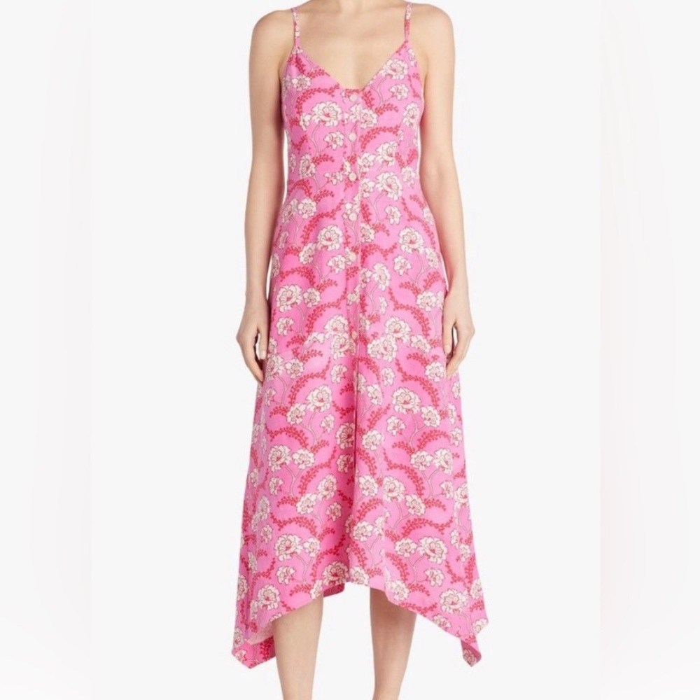 A.L.C. Marissa Shark‎ Bite Hem Silk & Linen Dress Pink